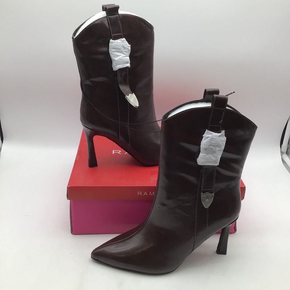 Rampage Pamela Women Burgundy Western Stiletto Mid-Calf Boots Size 9.5 NEW